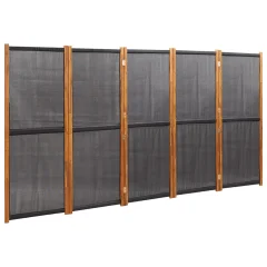 Paravan - Sobne pregrade 5-delni črn 350x180 cm