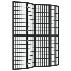 Zložljiv 4-delni Paravan - Sobne pregrade japonski stil 160x170 cm črne barve