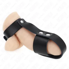KINK - USNJEN OBROČ ZA PENIS Z NASTAVLJIVIM DELILNIKOM ZA KROGLICE