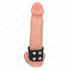 KINK - USNJEN OBROČ ZA PENIS Z ZAPIRANJEM NA TLAKA 18,5 X 3,3 CM